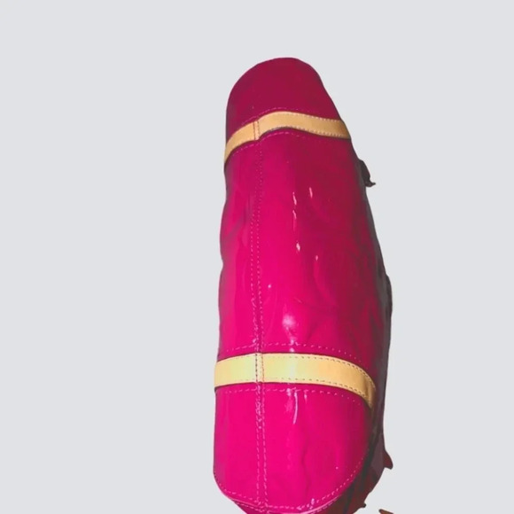 Coach Peyton Embossed Patent Convertible Hobo In Crimson Pink And Tan - Picture 9 of 12